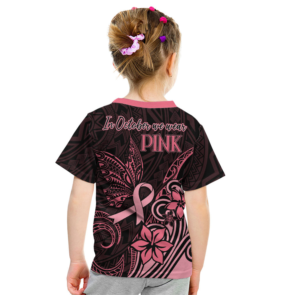 Polynesian Kid T Shirt Breast Cancer Ribbon Butterfly Mix Plumeria Curves Pink