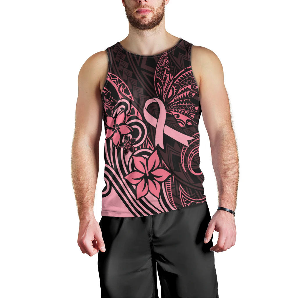 Polynesian Men Tank Top Breast Cancer Ribbon Butterfly Mix Plumeria Curves Pink