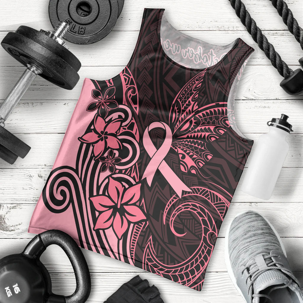 Polynesian Men Tank Top Breast Cancer Ribbon Butterfly Mix Plumeria Curves Pink