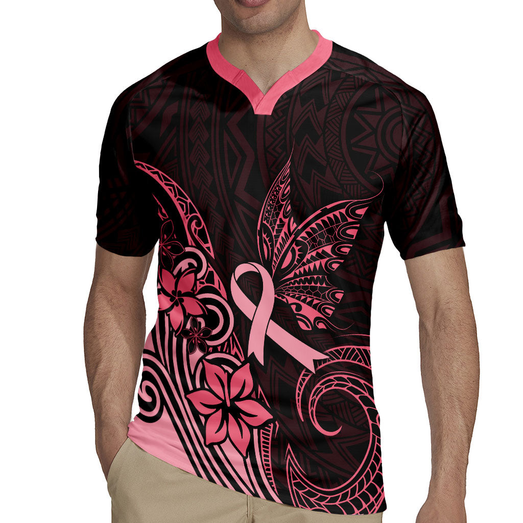 Polynesian Rugby Jersey Breast Cancer Ribbon Butterfly Mix Plumeria Curves Pink