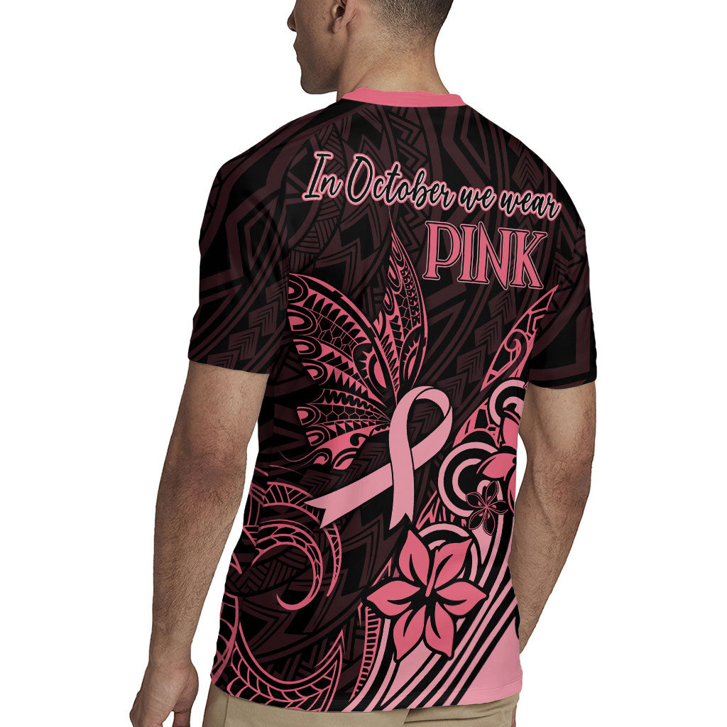 Polynesian Rugby Jersey Breast Cancer Ribbon Butterfly Mix Plumeria Curves Pink