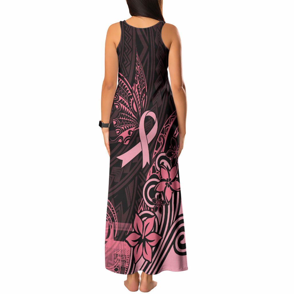 Polynesian Tank Maxi Dress Breast Cancer Ribbon Butterfly Mix Plumeria Curves Pink