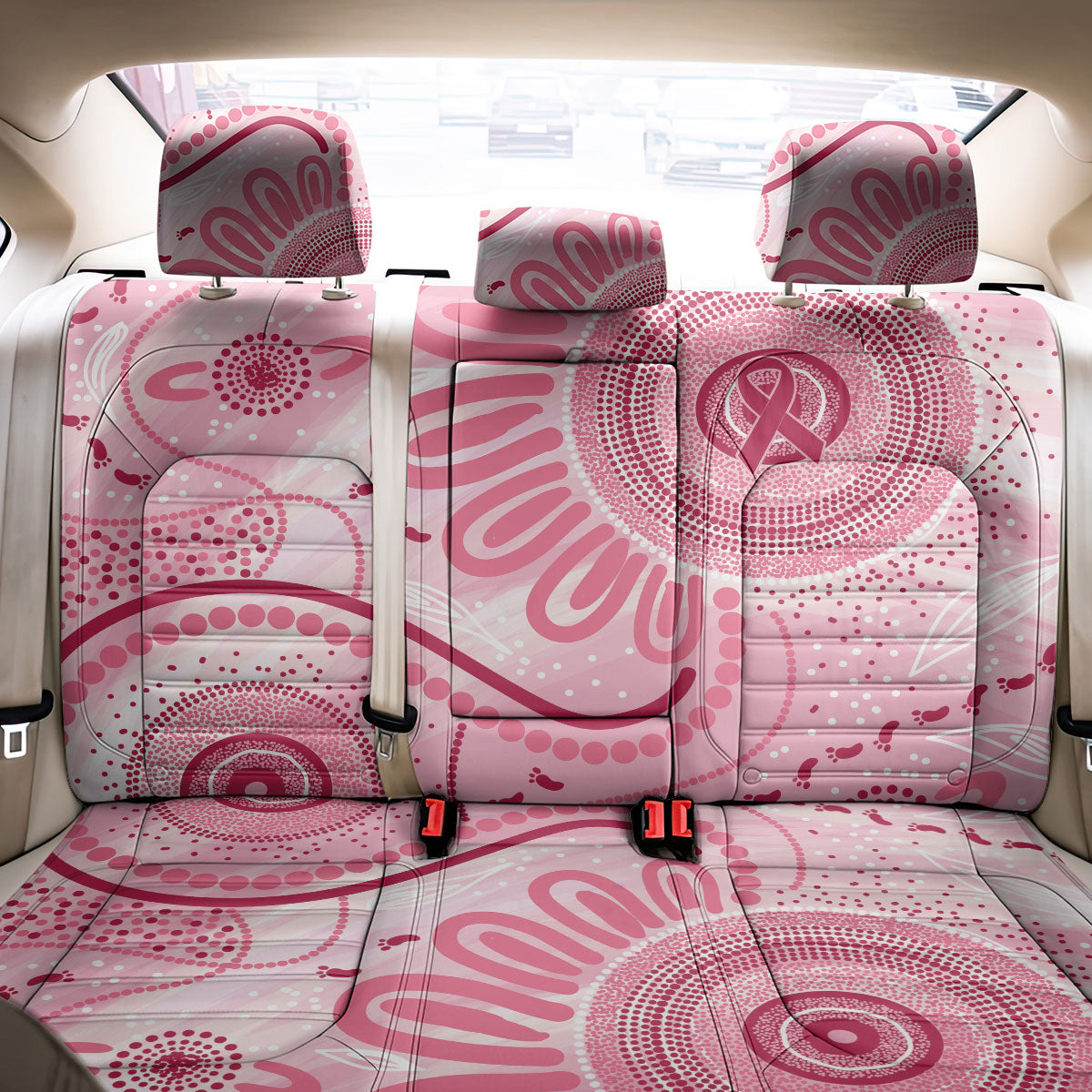 NAIDOC Week 2025 Indigenous Back Car Seat Cover Breast Cancer Pink Ribbon