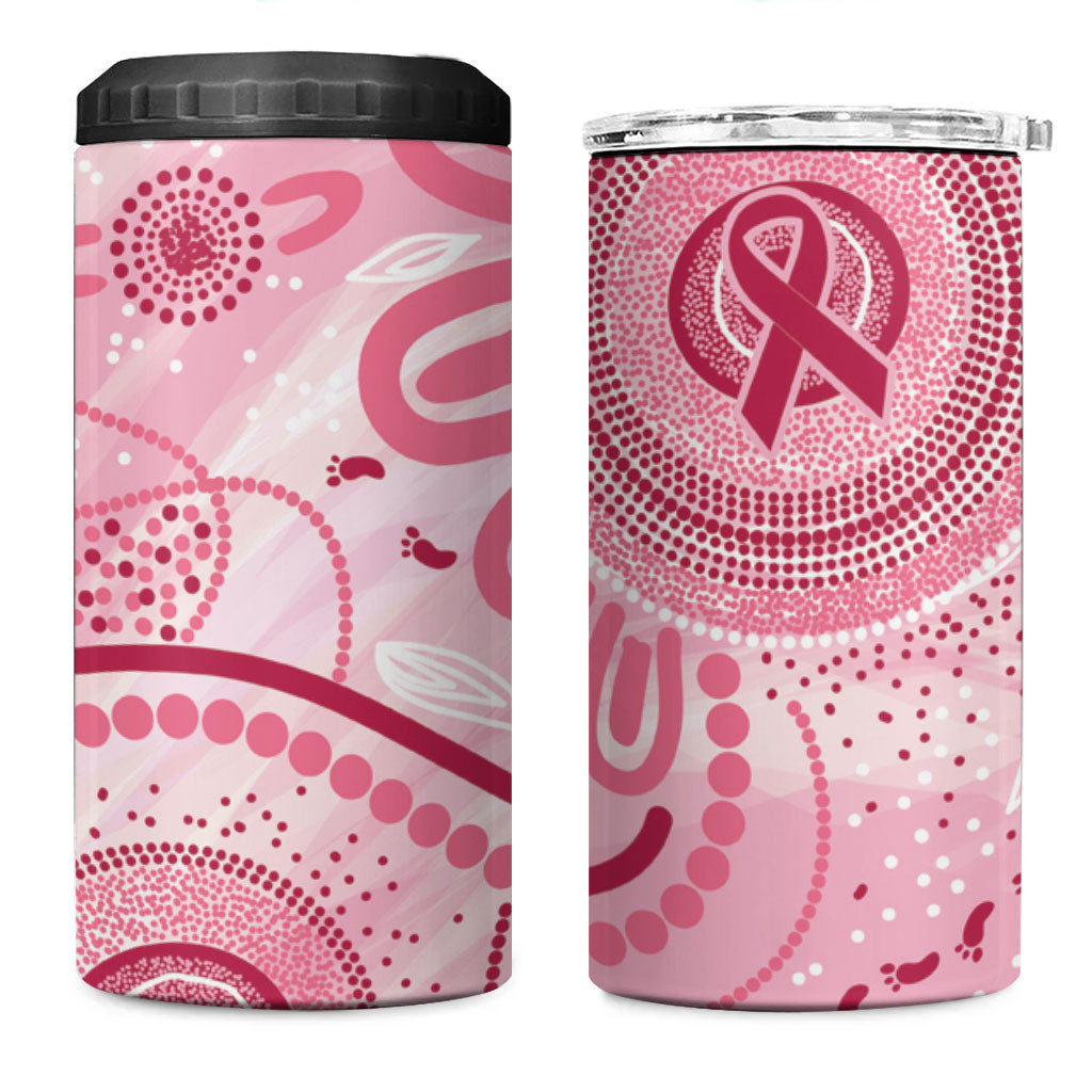 NAIDOC Week 2025 Indigenous 4 in 1 Can Cooler Tumbler Breast Cancer Pink Ribbon