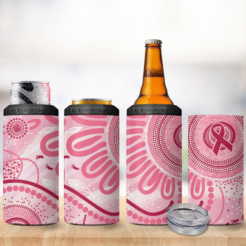 NAIDOC Week 2025 Indigenous 4 in 1 Can Cooler Tumbler Breast Cancer Pink Ribbon