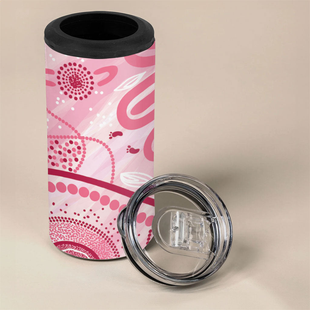 NAIDOC Week 2025 Indigenous 4 in 1 Can Cooler Tumbler Breast Cancer Pink Ribbon