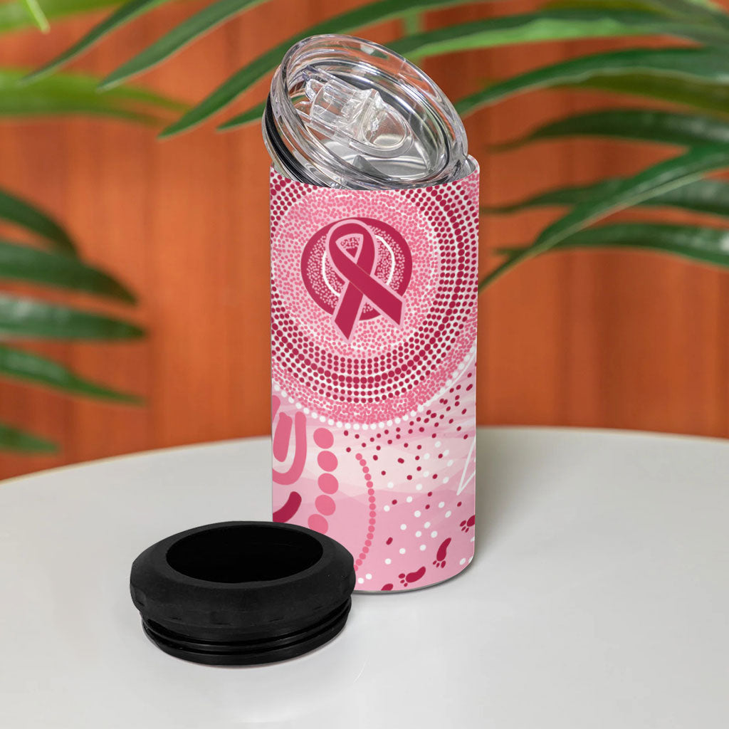 NAIDOC Week 2025 Indigenous 4 in 1 Can Cooler Tumbler Breast Cancer Pink Ribbon