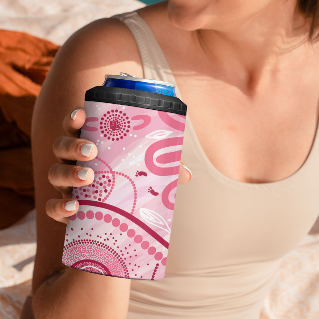 NAIDOC Week 2025 Indigenous 4 in 1 Can Cooler Tumbler Breast Cancer Pink Ribbon