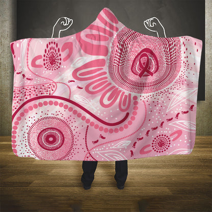 NAIDOC Week 2025 Indigenous Hooded Blanket Breast Cancer Pink Ribbon