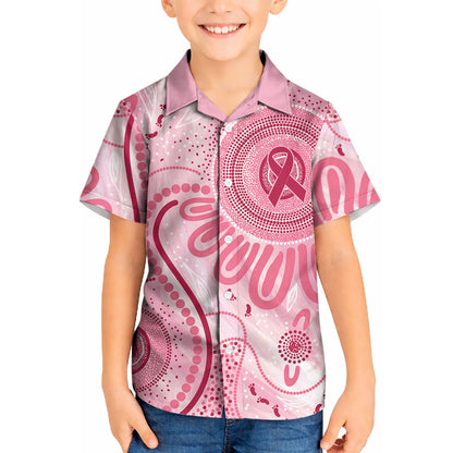 NAIDOC Week 2025 Indigenous Kid Hawaiian Shirt Breast Cancer Pink Ribbon