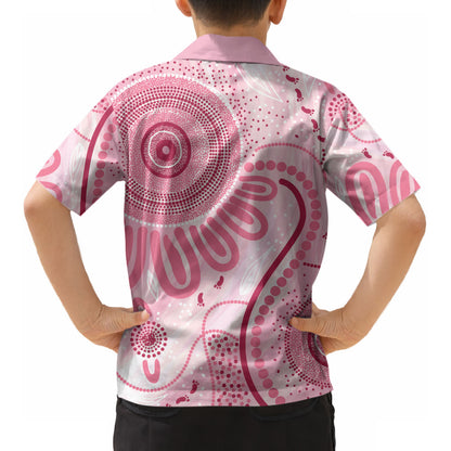 NAIDOC Week 2025 Indigenous Kid Hawaiian Shirt Breast Cancer Pink Ribbon