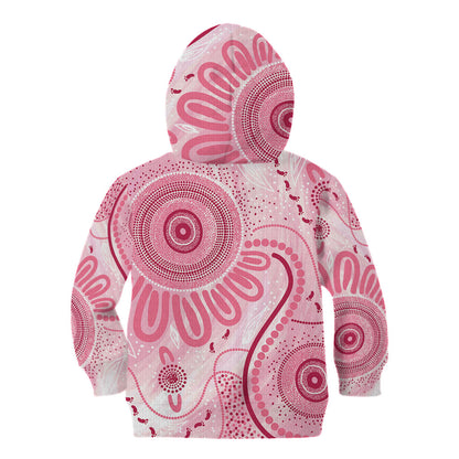 NAIDOC Week 2025 Indigenous Kid Hoodie Breast Cancer Pink Ribbon