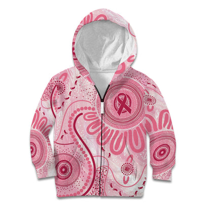NAIDOC Week 2025 Indigenous Kid Hoodie Breast Cancer Pink Ribbon