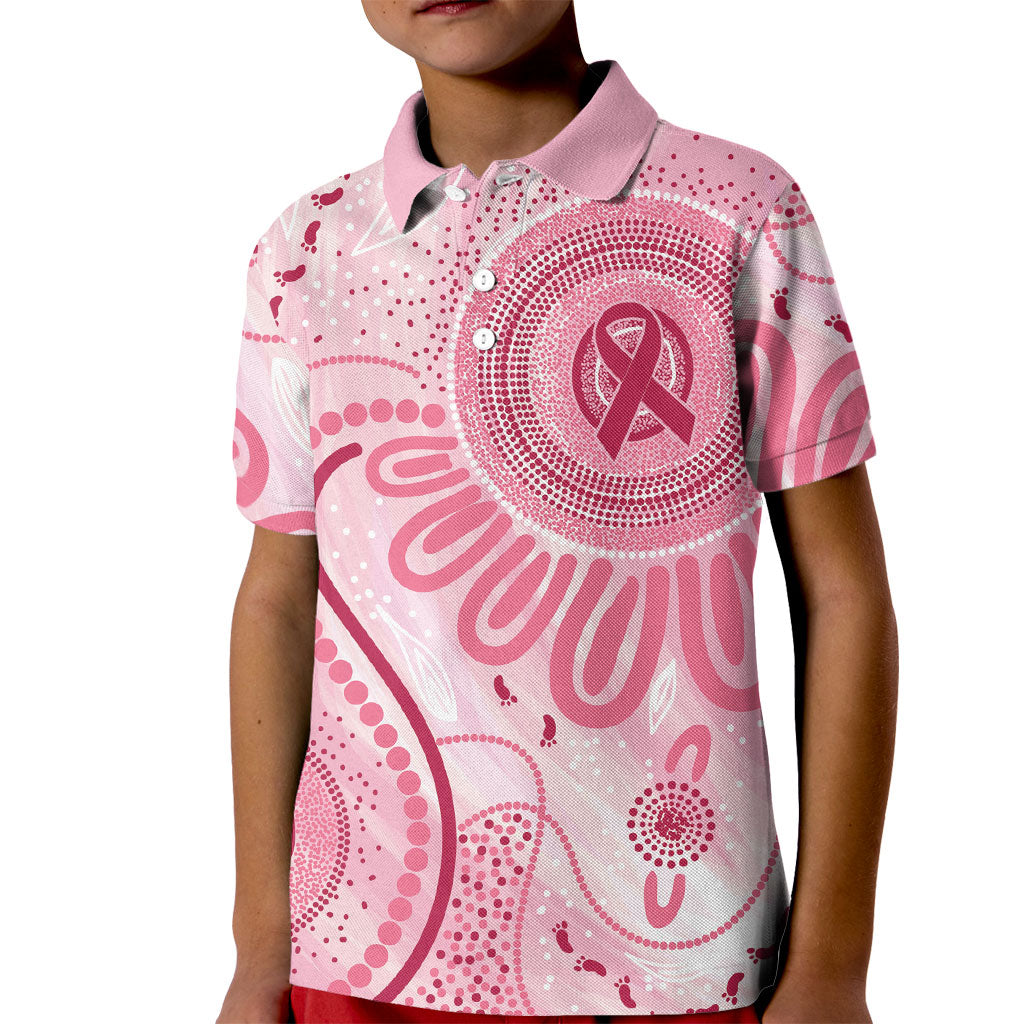 NAIDOC Week 2025 Indigenous Kid Polo Shirt Breast Cancer Pink Ribbon