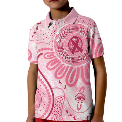 NAIDOC Week 2025 Indigenous Kid Polo Shirt Breast Cancer Pink Ribbon