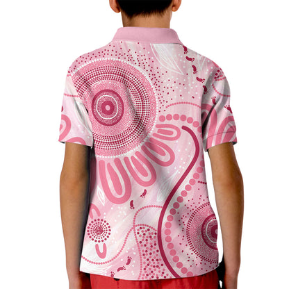 NAIDOC Week 2025 Indigenous Kid Polo Shirt Breast Cancer Pink Ribbon