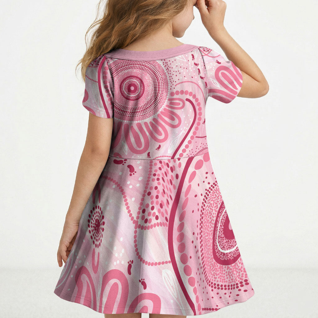 NAIDOC Week 2025 Indigenous Kid Short Sleeve Dress Breast Cancer Pink Ribbon