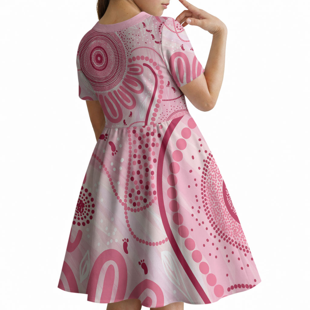 NAIDOC Week 2025 Indigenous Kid Short Sleeve Dress Breast Cancer Pink Ribbon