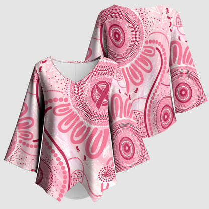 NAIDOC Week 2025 Indigenous Kimono Sleeve Blouse Breast Cancer Pink Ribbon