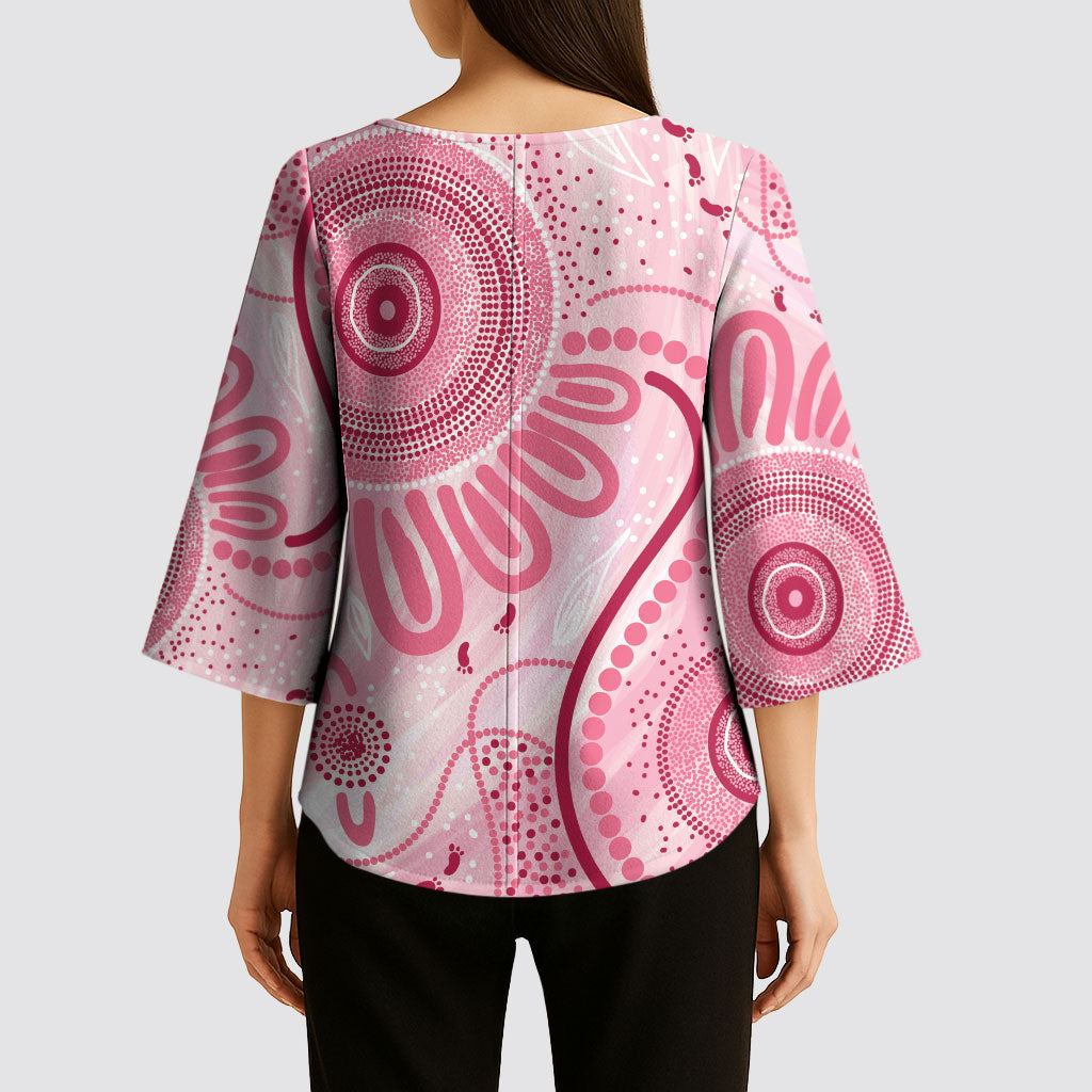 NAIDOC Week 2025 Indigenous Kimono Sleeve Blouse Breast Cancer Pink Ribbon