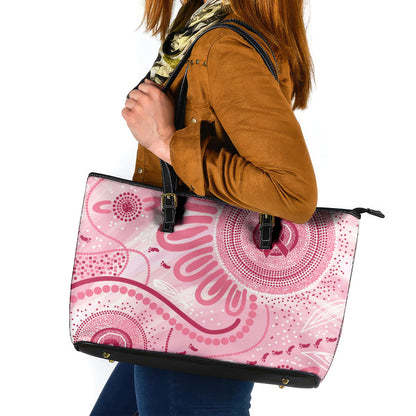 NAIDOC Week 2025 Indigenous Leather Tote Bag Breast Cancer Pink Ribbon