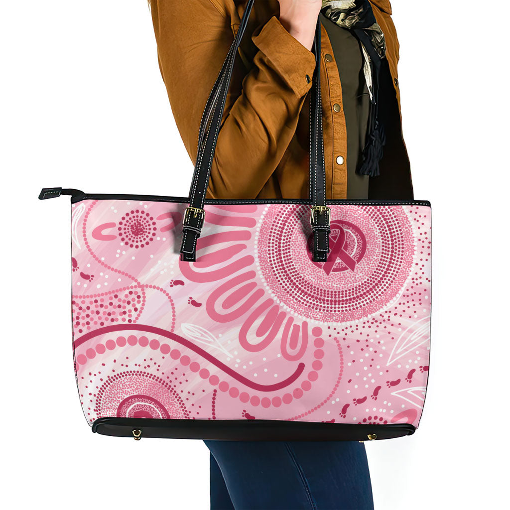 NAIDOC Week 2025 Indigenous Leather Tote Bag Breast Cancer Pink Ribbon