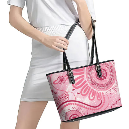 NAIDOC Week 2025 Indigenous Leather Tote Bag Breast Cancer Pink Ribbon