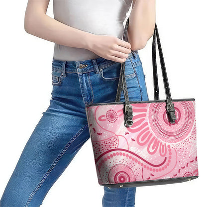 NAIDOC Week 2025 Indigenous Leather Tote Bag Breast Cancer Pink Ribbon