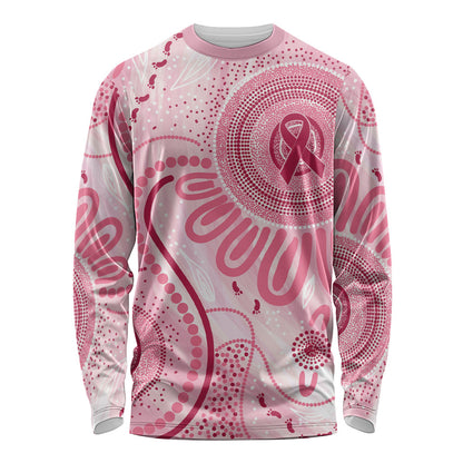 NAIDOC Week 2025 Indigenous Long Sleeve Shirt Breast Cancer Pink Ribbon