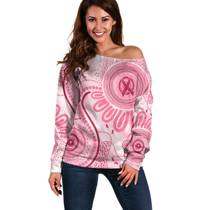 NAIDOC Week 2025 Indigenous Off Shoulder Sweater Breast Cancer Pink Ribbon