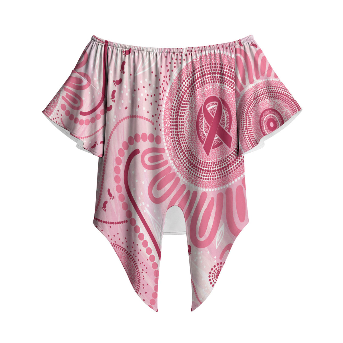NAIDOC Week 2025 Indigenous Off Shoulder Wrap Waist Top Breast Cancer Pink Ribbon