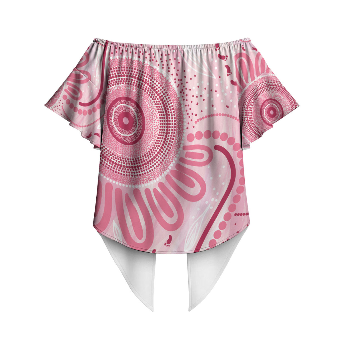NAIDOC Week 2025 Indigenous Off Shoulder Wrap Waist Top Breast Cancer Pink Ribbon