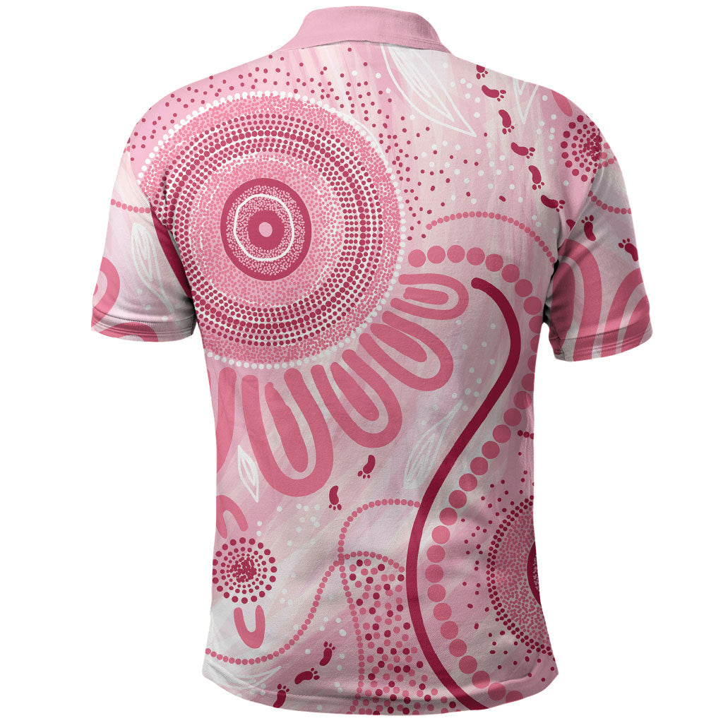 NAIDOC Week 2025 Indigenous Polo Shirt Breast Cancer Pink Ribbon