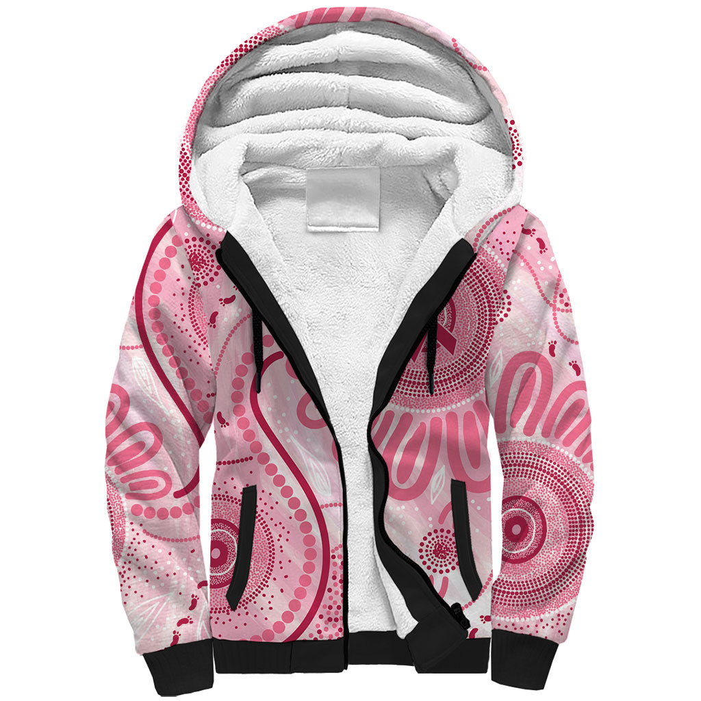 NAIDOC Week 2025 Indigenous Sherpa Hoodie Breast Cancer Pink Ribbon