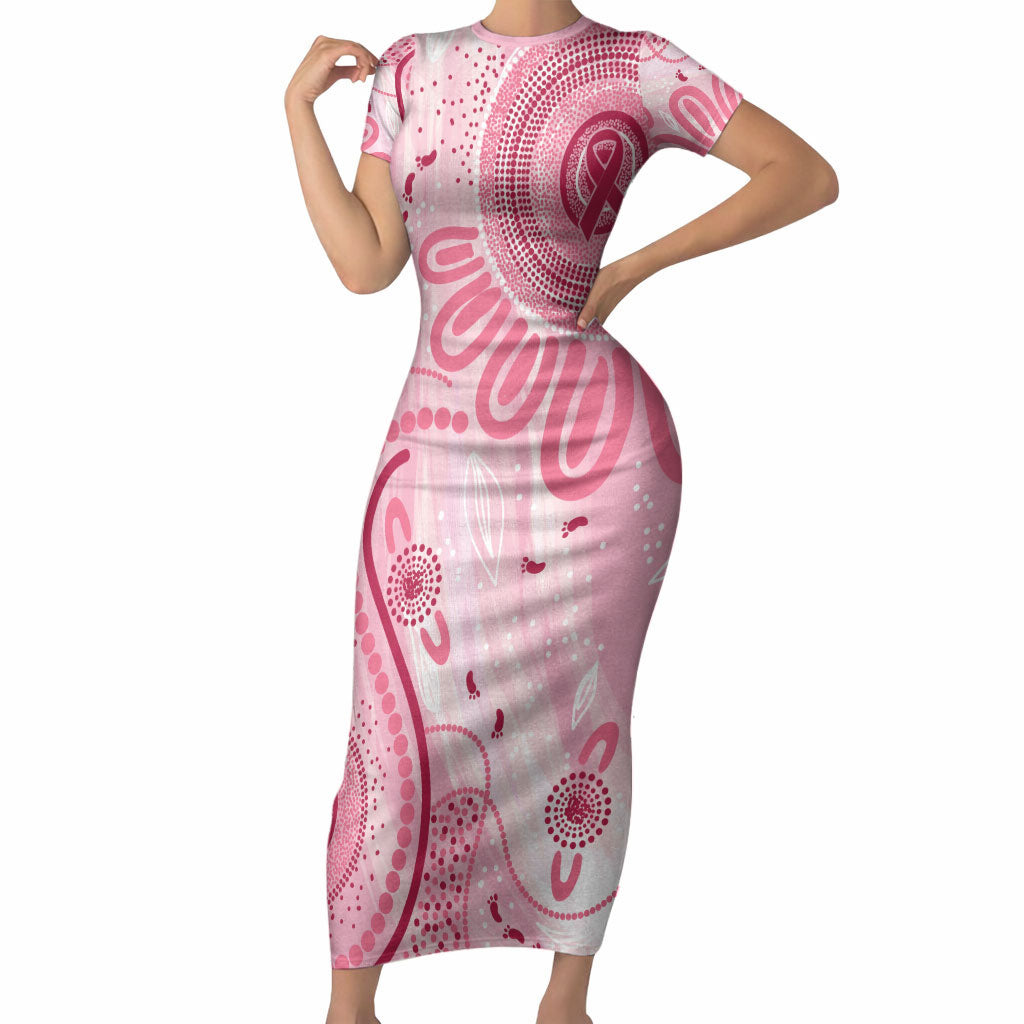 NAIDOC Week 2025 Indigenous Short Sleeve Bodycon Dress Breast Cancer Pink Ribbon