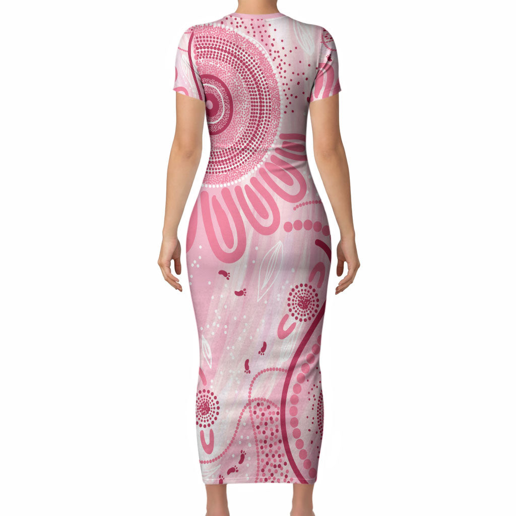NAIDOC Week 2025 Indigenous Short Sleeve Bodycon Dress Breast Cancer Pink Ribbon