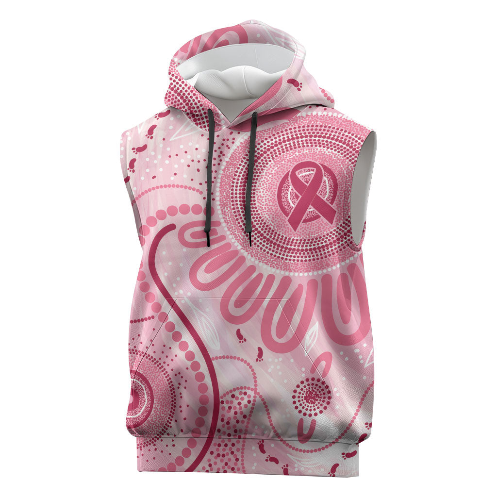 NAIDOC Week 2025 Indigenous Sleeveless Hoodie Breast Cancer Pink Ribbon