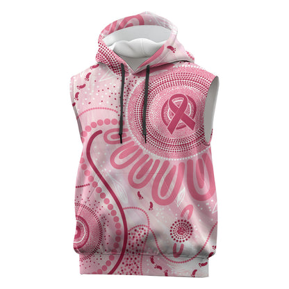 NAIDOC Week 2025 Indigenous Sleeveless Hoodie Breast Cancer Pink Ribbon