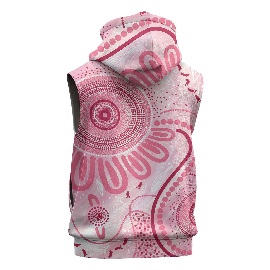 NAIDOC Week 2025 Indigenous Sleeveless Hoodie Breast Cancer Pink Ribbon