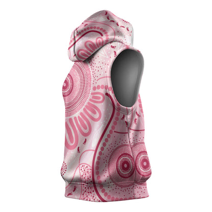 NAIDOC Week 2025 Indigenous Sleeveless Hoodie Breast Cancer Pink Ribbon