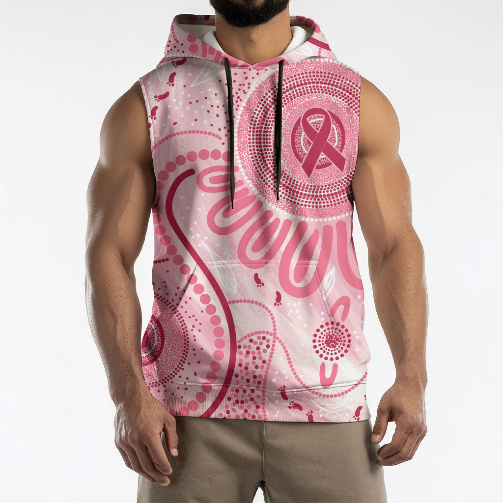 NAIDOC Week 2025 Indigenous Sleeveless Hoodie Breast Cancer Pink Ribbon