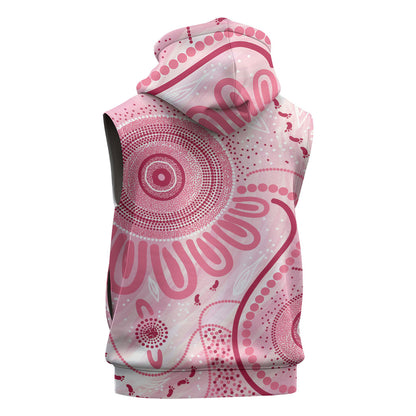 NAIDOC Week 2025 Indigenous Sleeveless Zip Hoodie Breast Cancer Pink Ribbon