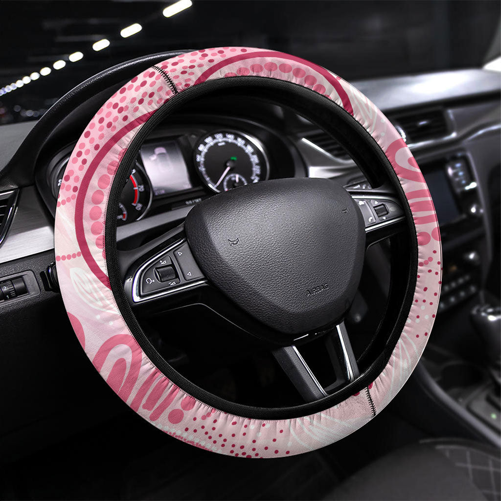 NAIDOC Week 2025 Indigenous Steering Wheel Cover Breast Cancer Pink Ribbon