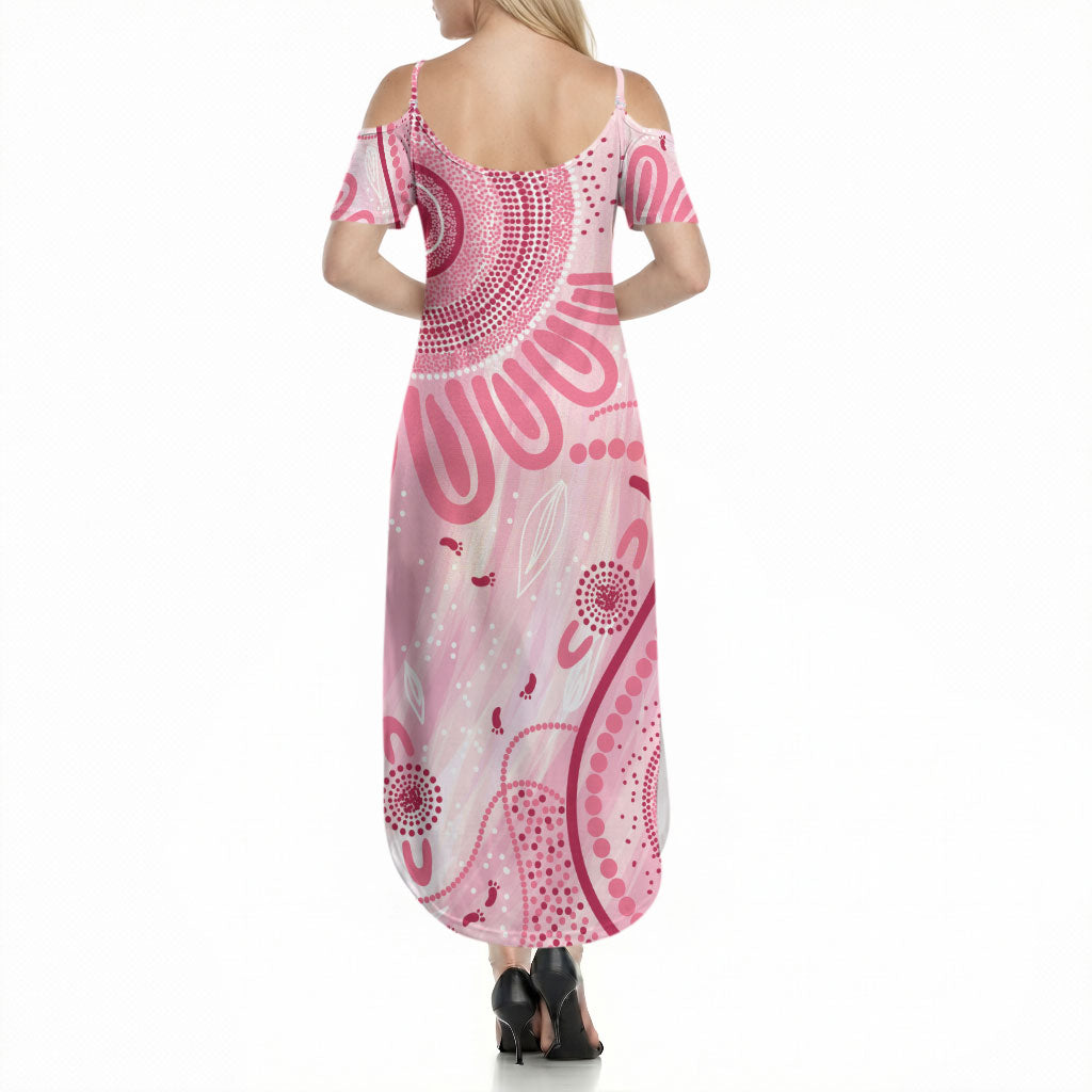NAIDOC Week 2025 Indigenous Summer Maxi Dress Breast Cancer Pink Ribbon
