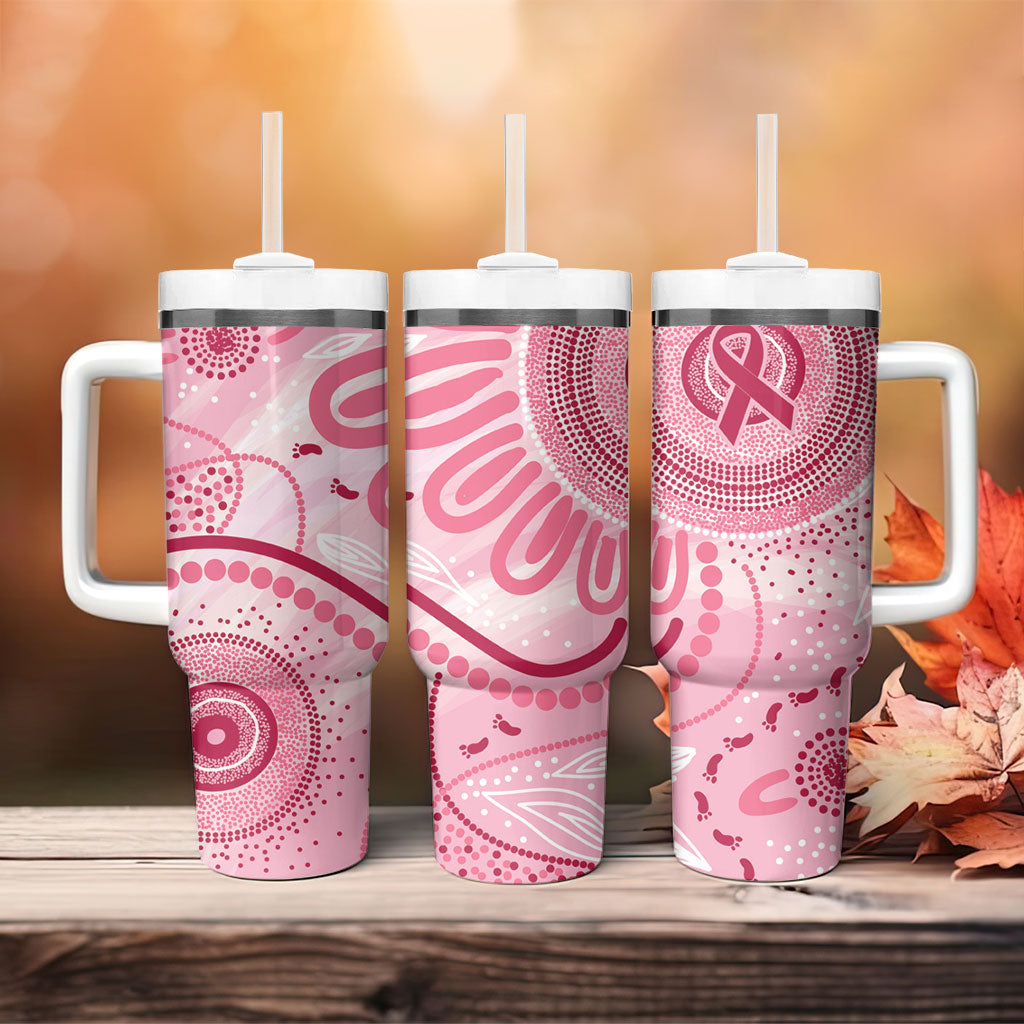 NAIDOC Week 2025 Indigenous Tumbler With Handle Breast Cancer Pink Ribbon