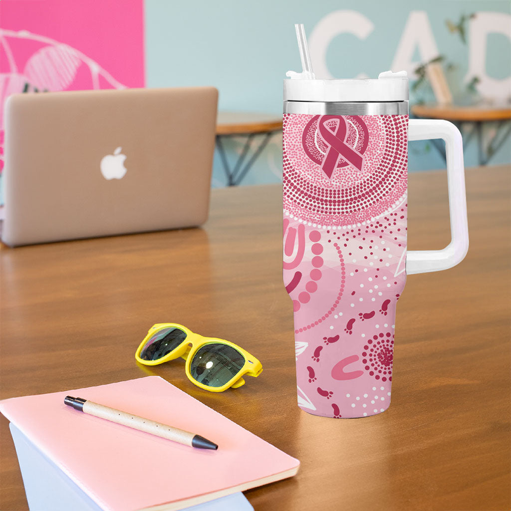 NAIDOC Week 2025 Indigenous Tumbler With Handle Breast Cancer Pink Ribbon