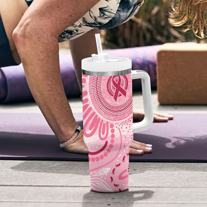 NAIDOC Week 2025 Indigenous Tumbler With Handle Breast Cancer Pink Ribbon