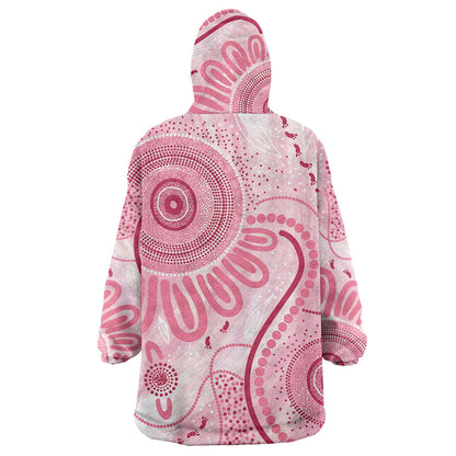 NAIDOC Week 2025 Indigenous Wearable Blanket Hoodie Breast Cancer Pink Ribbon