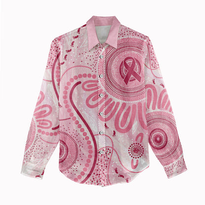 NAIDOC Week 2025 Indigenous Women Casual Shirt Breast Cancer Pink Ribbon