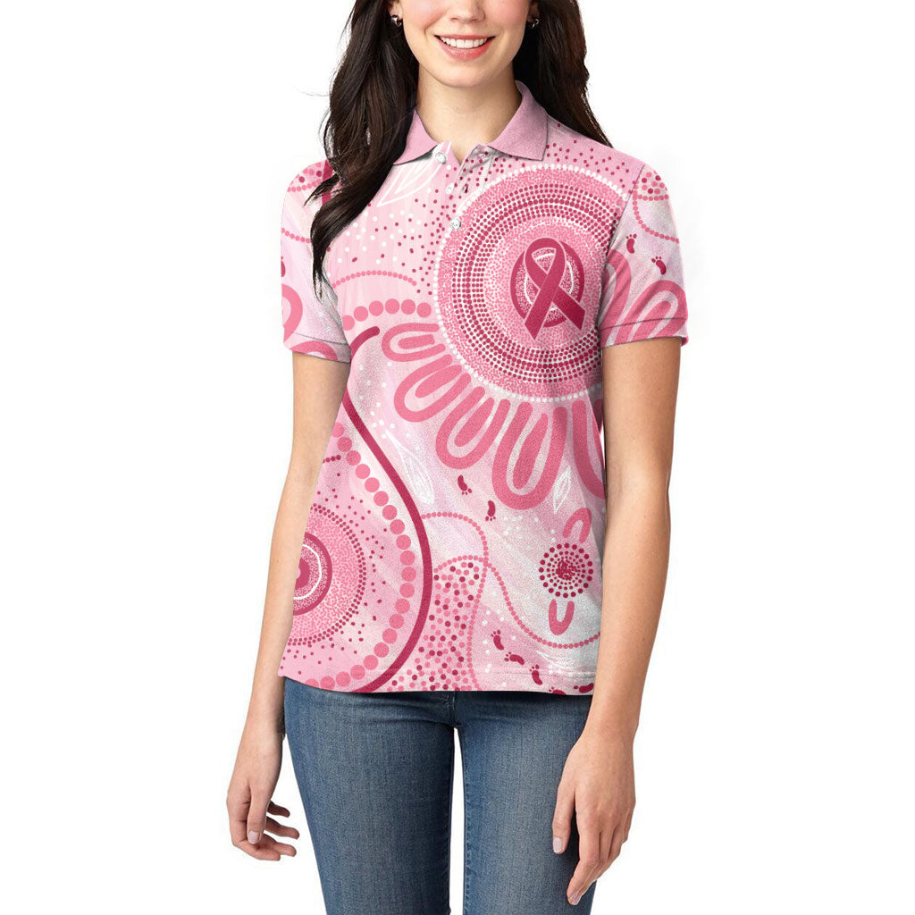 NAIDOC Week 2025 Indigenous Women Polo Shirt Breast Cancer Pink Ribbon